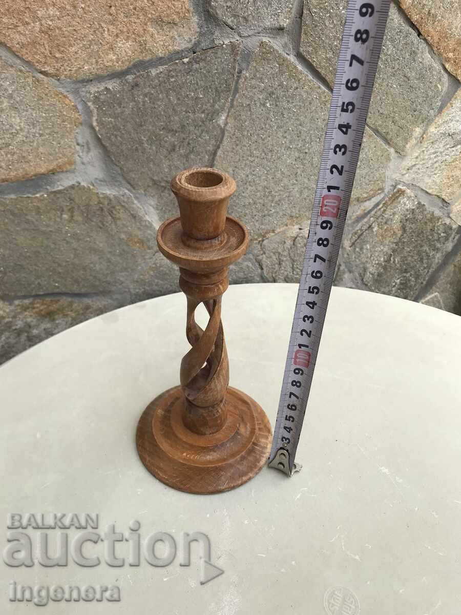 Auction  CANDLEHOLDER WOOD OPENWORK ANTIQUE