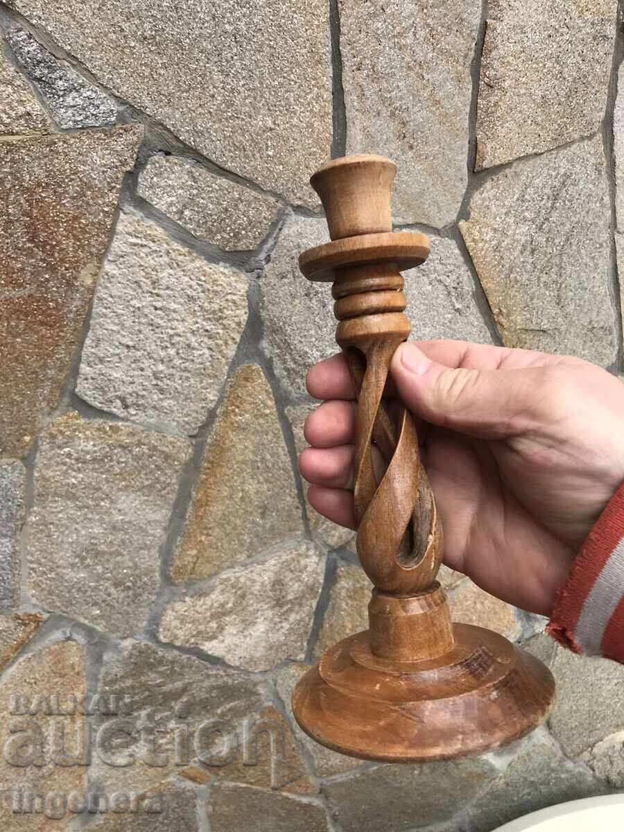 CANDLEHOLDER WOOD OPENWORK ANTIQUE