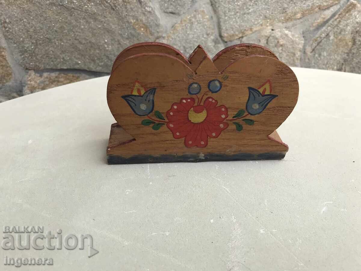NAPKIN HOLDER STAND WOOD DRAWING ANTIQUE with price 9.00 BGN | € 4.60