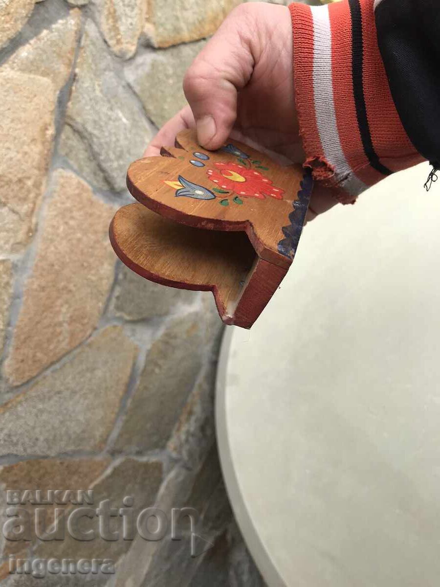 NAPKIN HOLDER STAND WOOD DRAWING ANTIQUE - 5