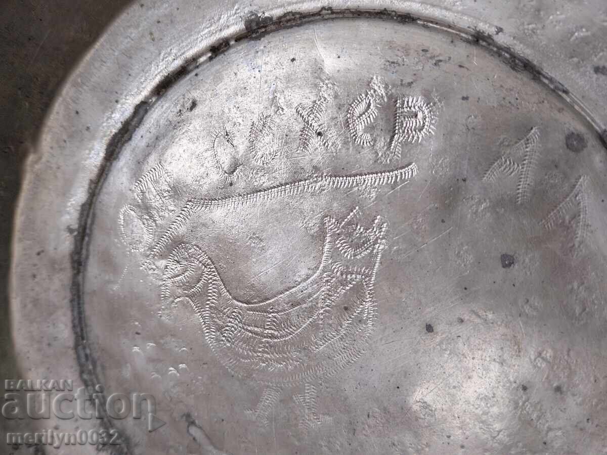 Стар медан сахан бакър паница чиния Стар медан сахан бакър паница чиния