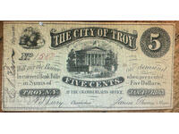 The city of Troy NY 5 Five Cents 1863 USA