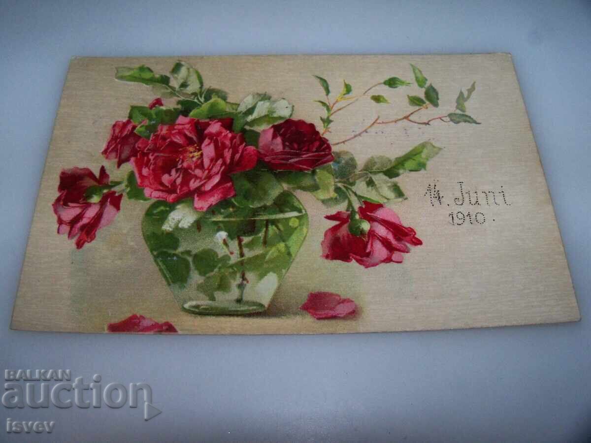 Licitație Carte poștală veche austriacă flori, 1910 Licitație Carte poștală veche austriacă flori, 1910