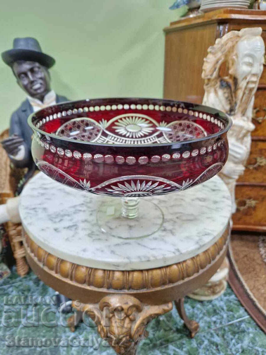 Unique large antique crystal fruit bowl with price 196.00 BGN | € 100.21 Unique large antique crystal fruit bowl with price 196.00 BGN | € 100.21