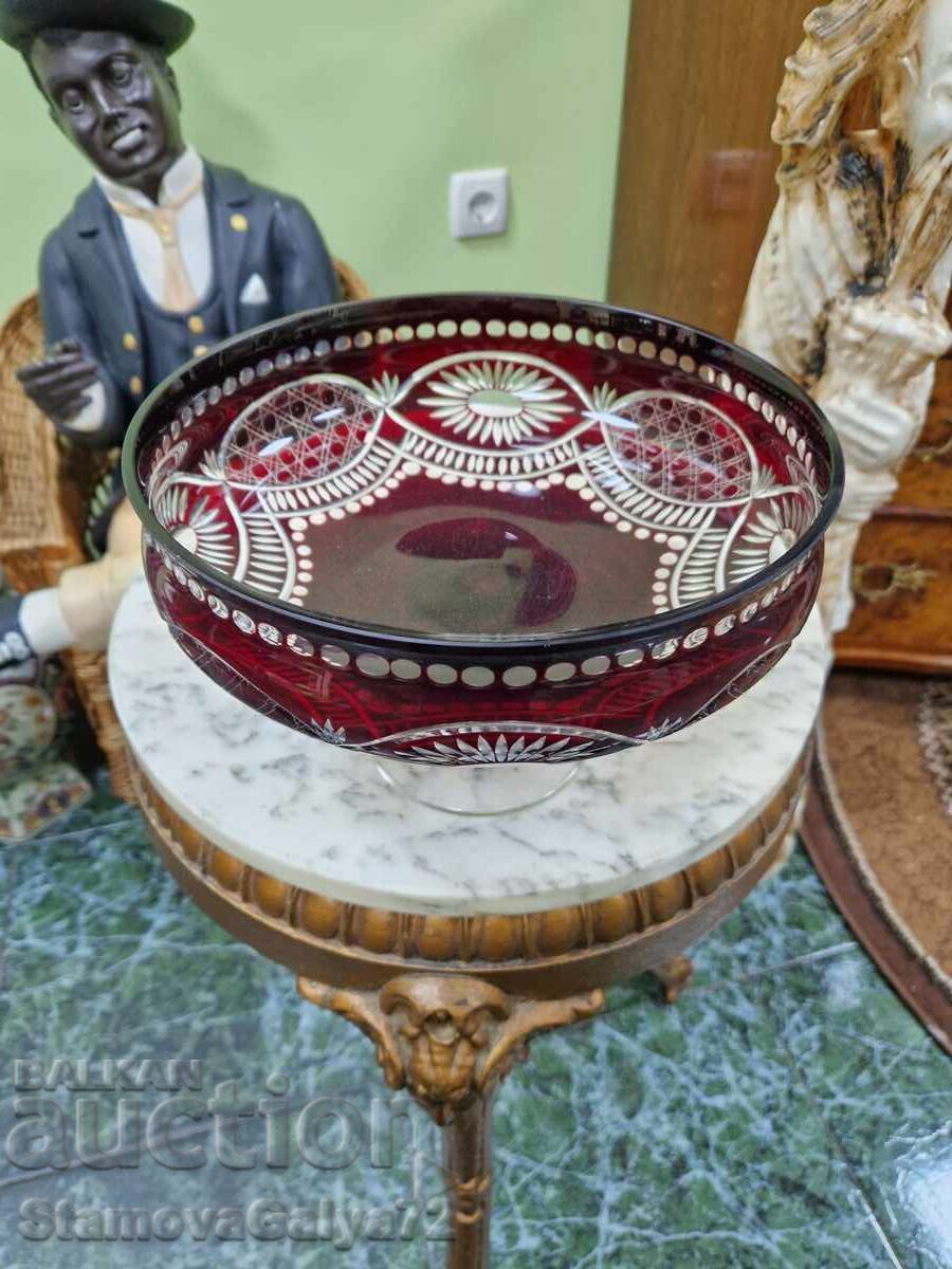Auction Unique large antique crystal fruit bowl Auction Unique large antique crystal fruit bowl