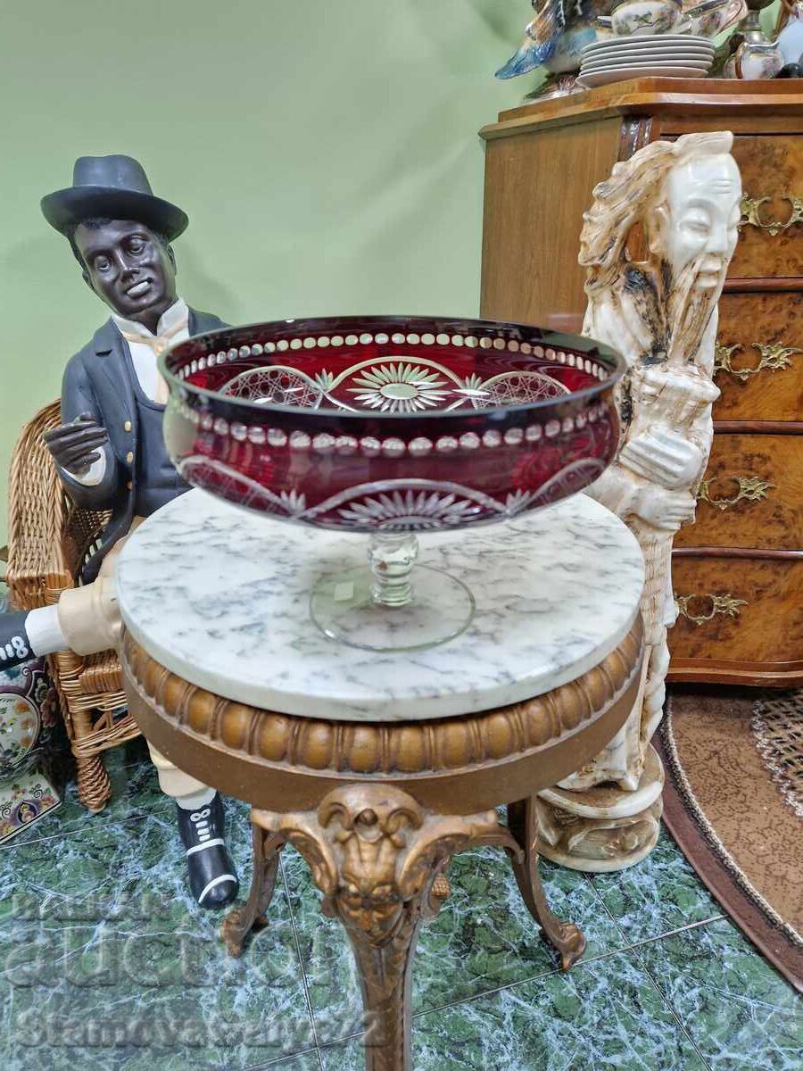 Unique large antique crystal fruit bowl Unique large antique crystal fruit bowl