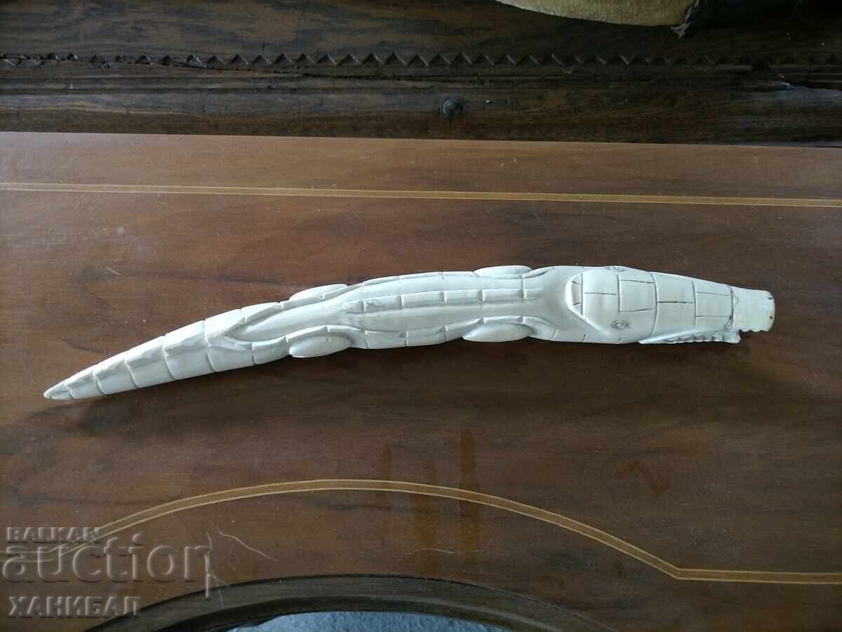 CROCODILE FIGURE FROM IVORY