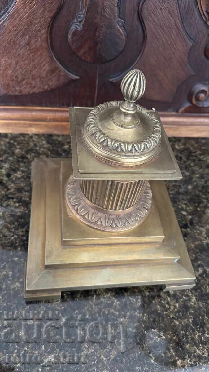 Inkwell, brass, large and heavy with price 150.00 BGN | € 76.69