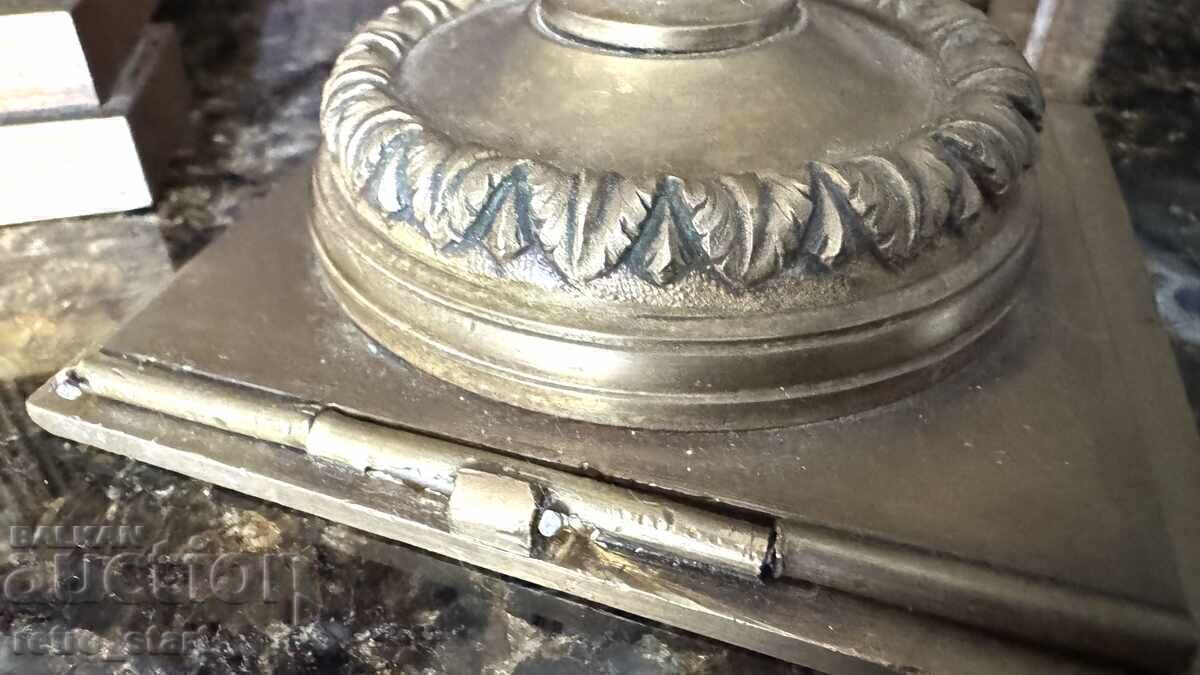 Inkwell, brass, large and heavy - 6