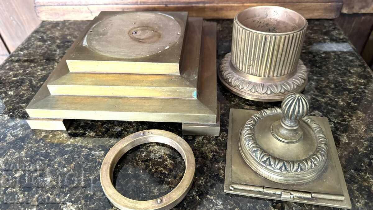 Inkwell, brass, large and heavy - 7