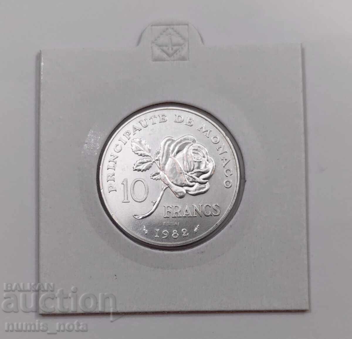 10 φράγκα 1982 Grace Kelly Μονακό - ESSAI - ασημένιο