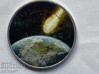 Row of colored, colorized coin Mexico 5 pesos 2008 (2010)