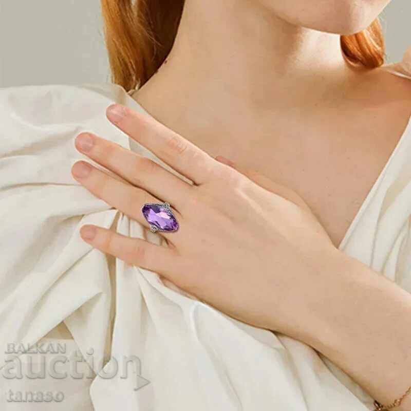 Inel cu ametist violet - 5