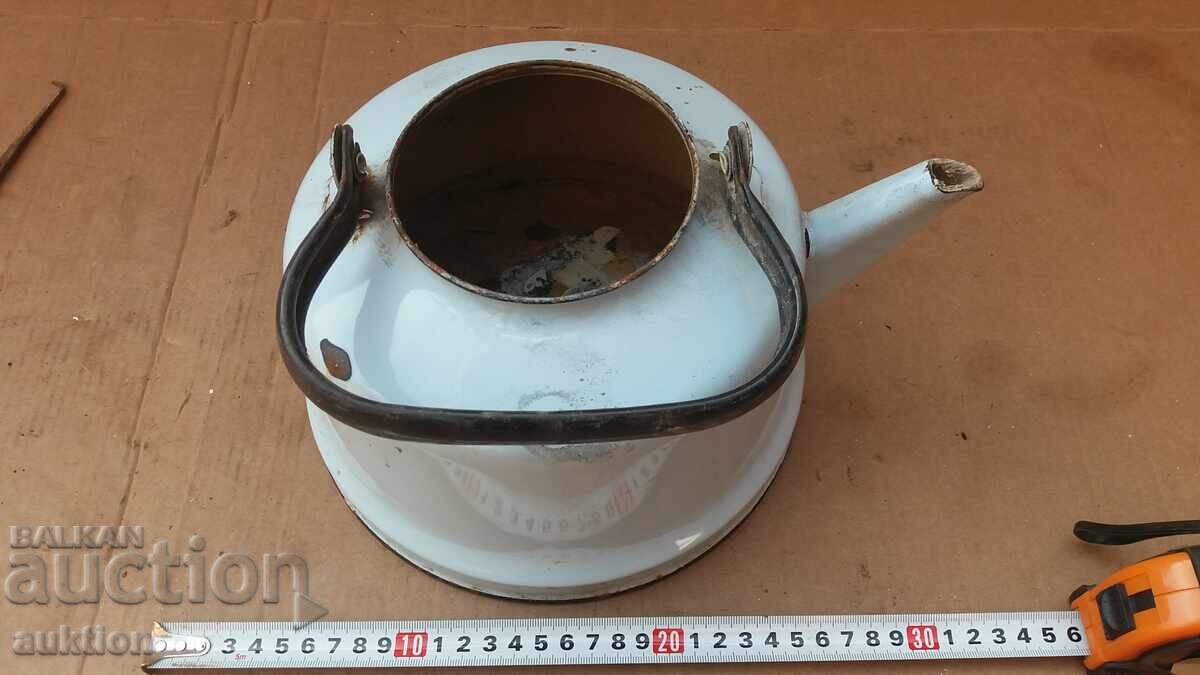 MASSIVE ENAMELED TEAPOT - 5