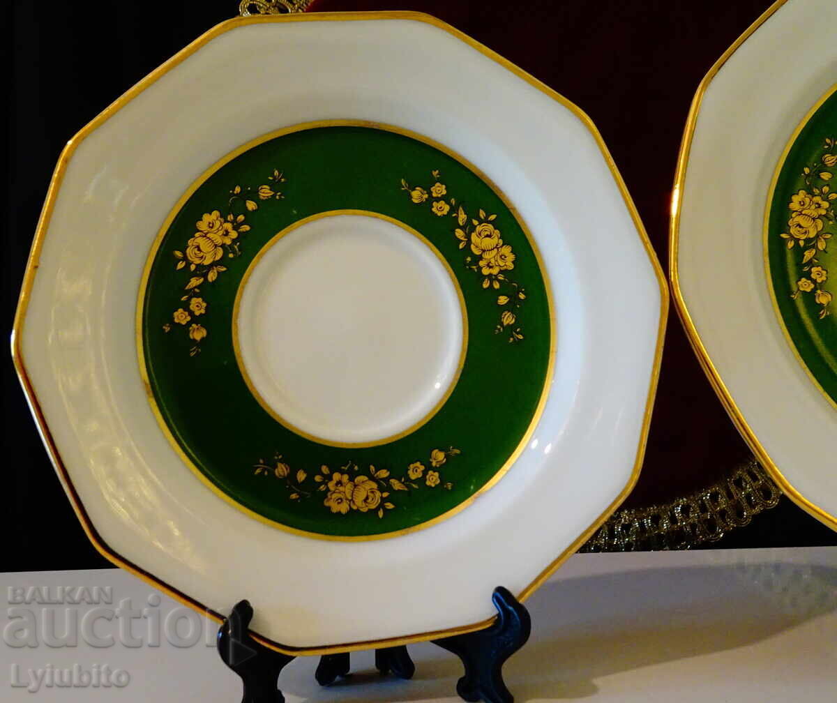 Доставка на Чаша с чинии баварски порцелан,злато,рози,смарагд Доставка на Чаша с чинии баварски порцелан,злато,рози,смарагд