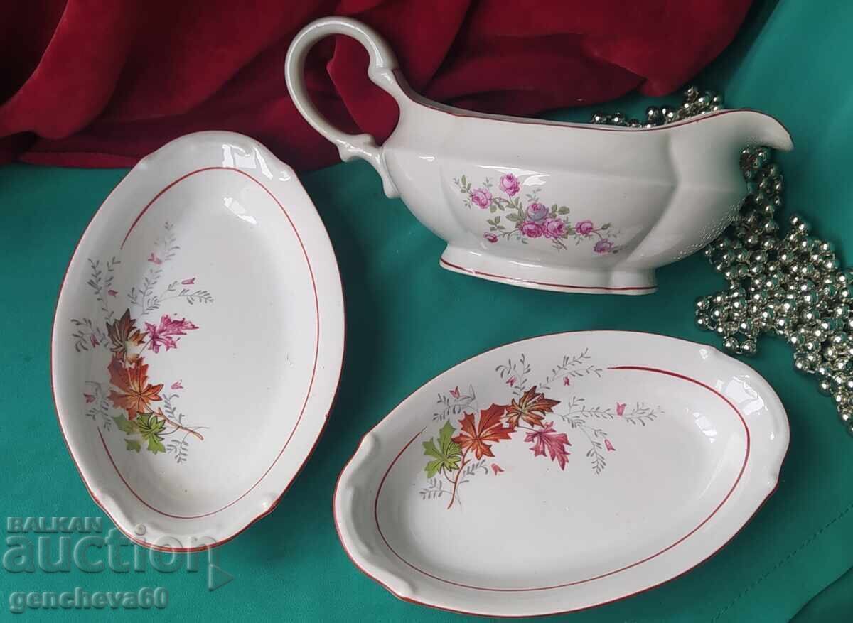 IZIDA Porțelan retro - sosieră și 2 farfurii - 6