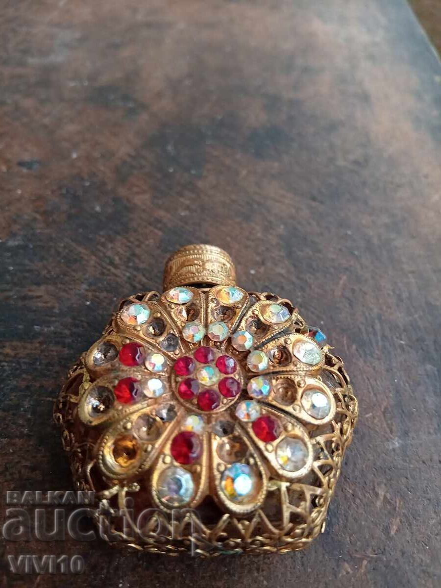 Αρχαίο μπουκαλάκι αρώματος, μπρούτζος, επιχρύσωση