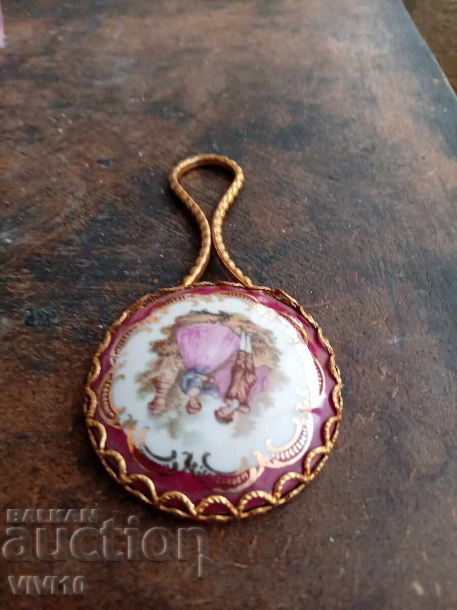 Auction Antique Limoges Mirror, Bronze, Gilded Auction Antique Limoges Mirror, Bronze, Gilded