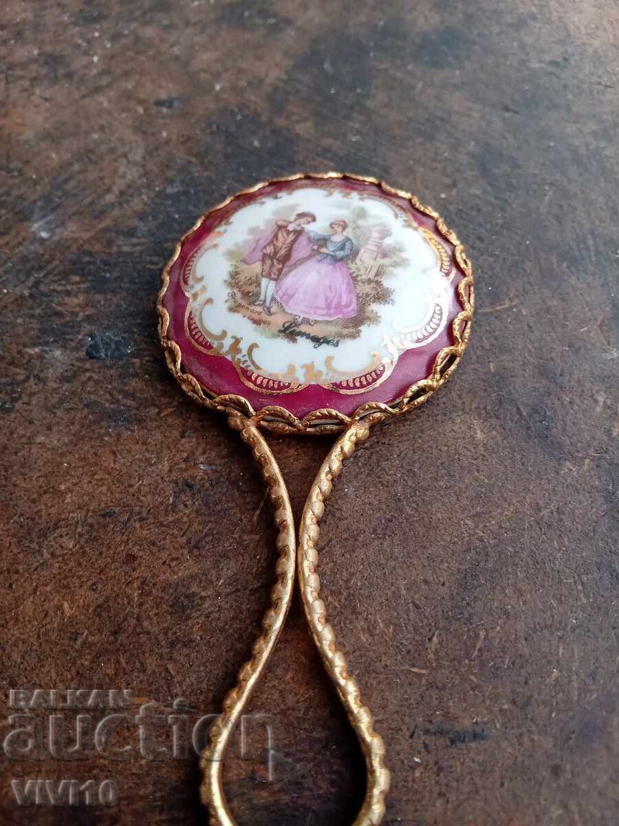 Antique Limoges Mirror, Bronze, Gilded Antique Limoges Mirror, Bronze, Gilded