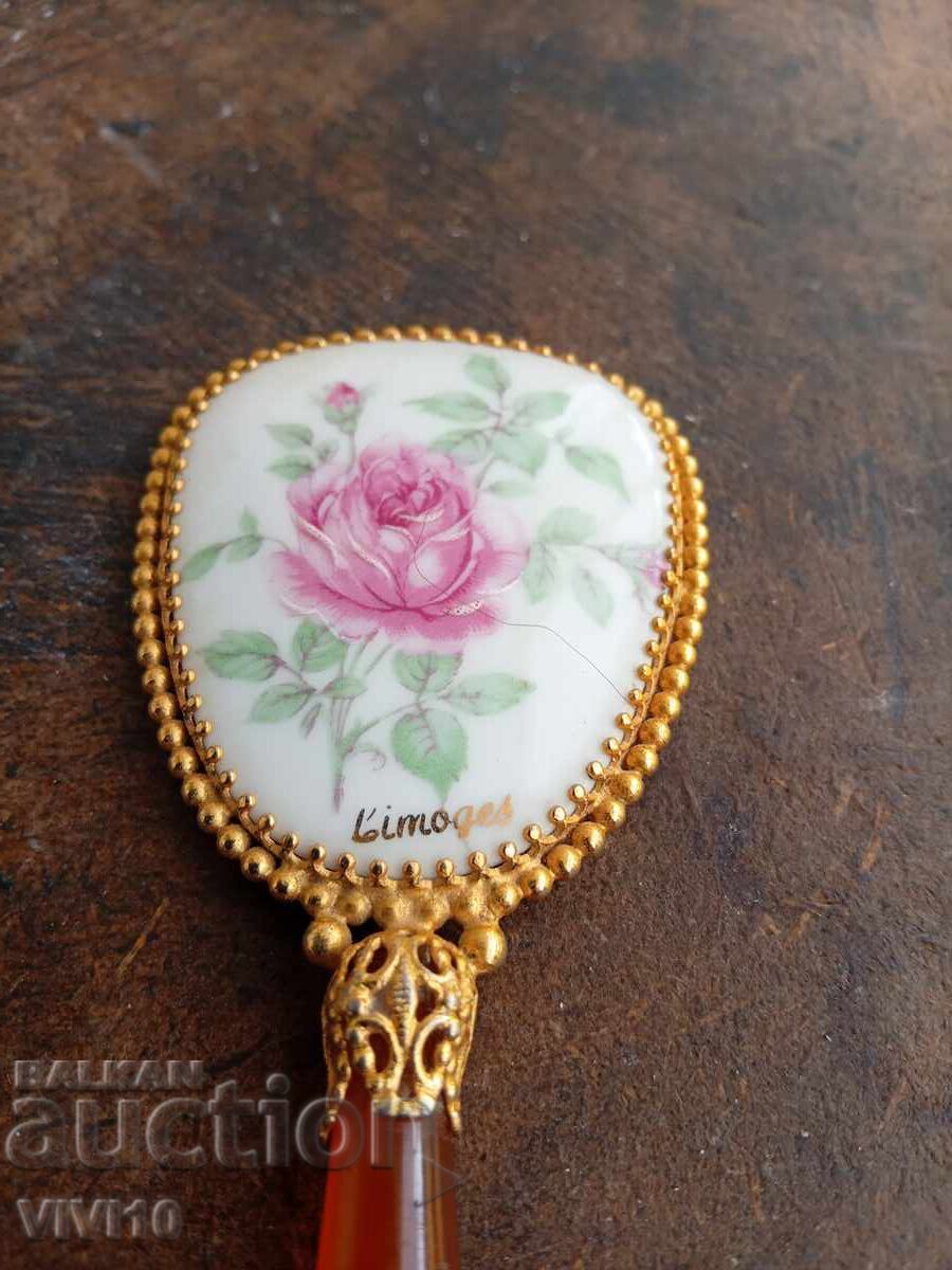 Auction Antique Limoges mirror, bronze, gilt, amber Auction Antique Limoges mirror, bronze, gilt, amber