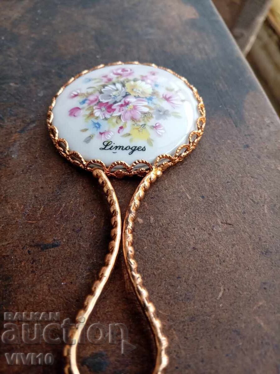 Oglindă veche Limoges bronz, Aurire Oglindă veche Limoges bronz, Aurire
