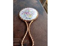 Oglindă veche Limoges bronz, Aurire