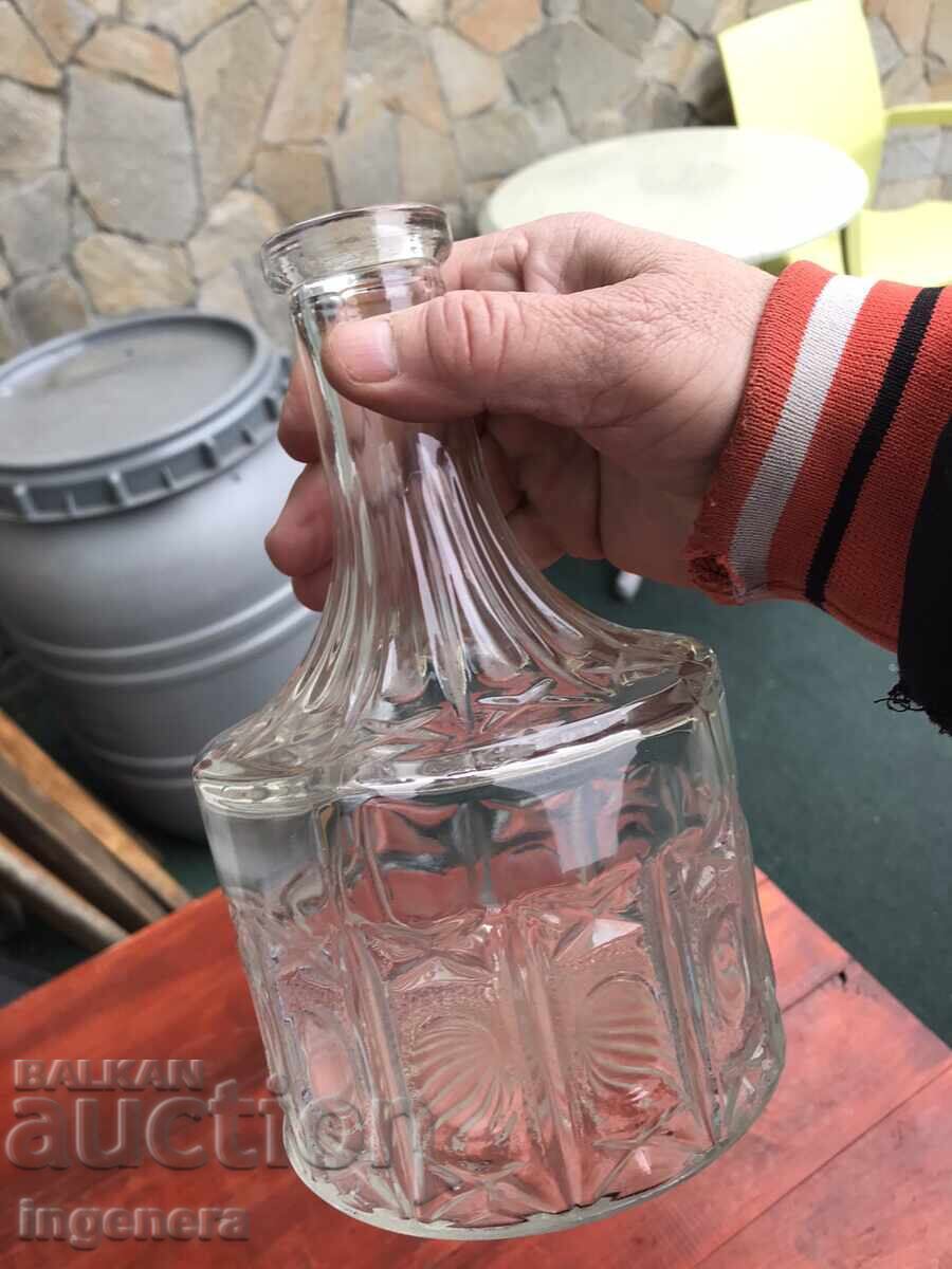 Auction Glass Damaged Bottle Carafe Relief Thick-walled - 1 Liter Auction Glass Damaged Bottle Carafe Relief Thick-walled - 1 Liter
