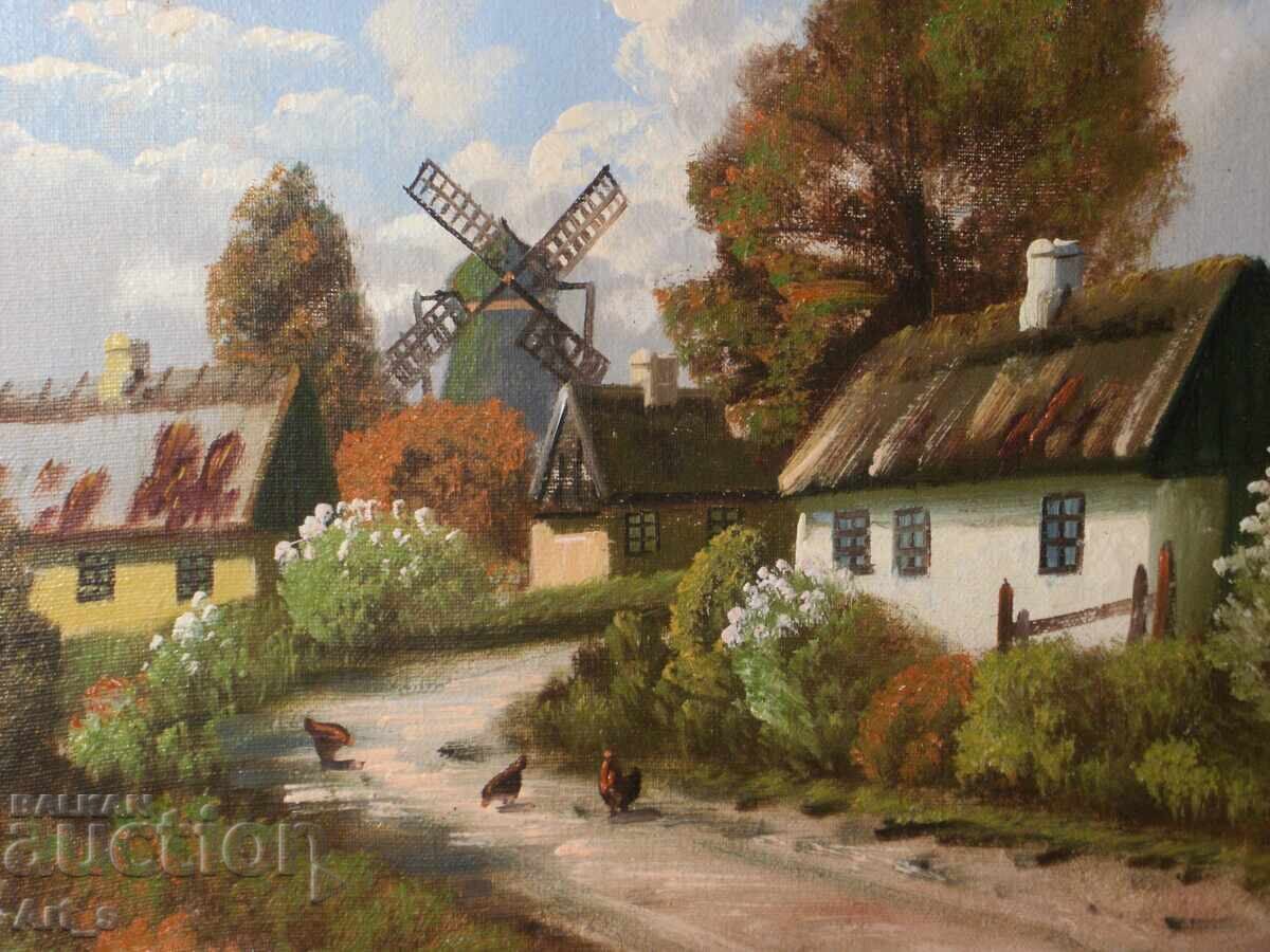 Livrarea P. Brun - Peisaj olandez - ulei pe pânză Livrarea P. Brun - Peisaj olandez - ulei pe pânză