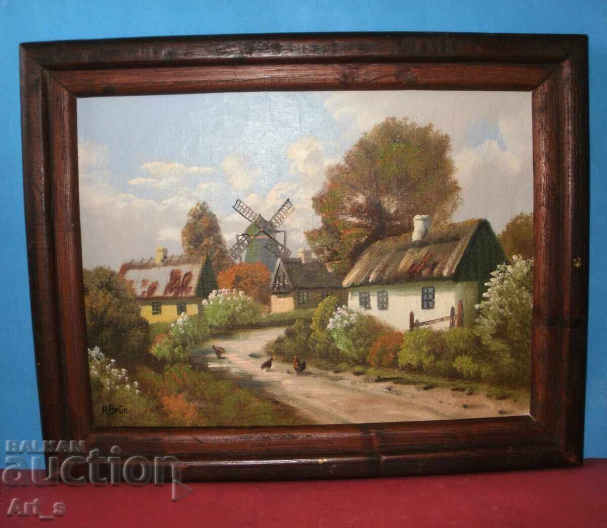 P. Brun - Peisaj olandez - ulei pe pânză - 6 P. Brun - Peisaj olandez - ulei pe pânză - 6