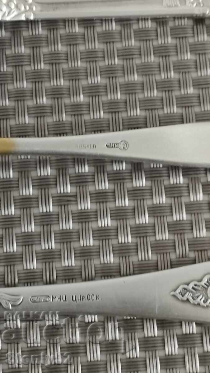 Auction 3 silver-plated melchior teaspoons for tea, coffee, dessert Auction 3 silver-plated melchior teaspoons for tea, coffee, dessert