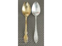 Silver-plated, one with gold plating, melchior soup spoons