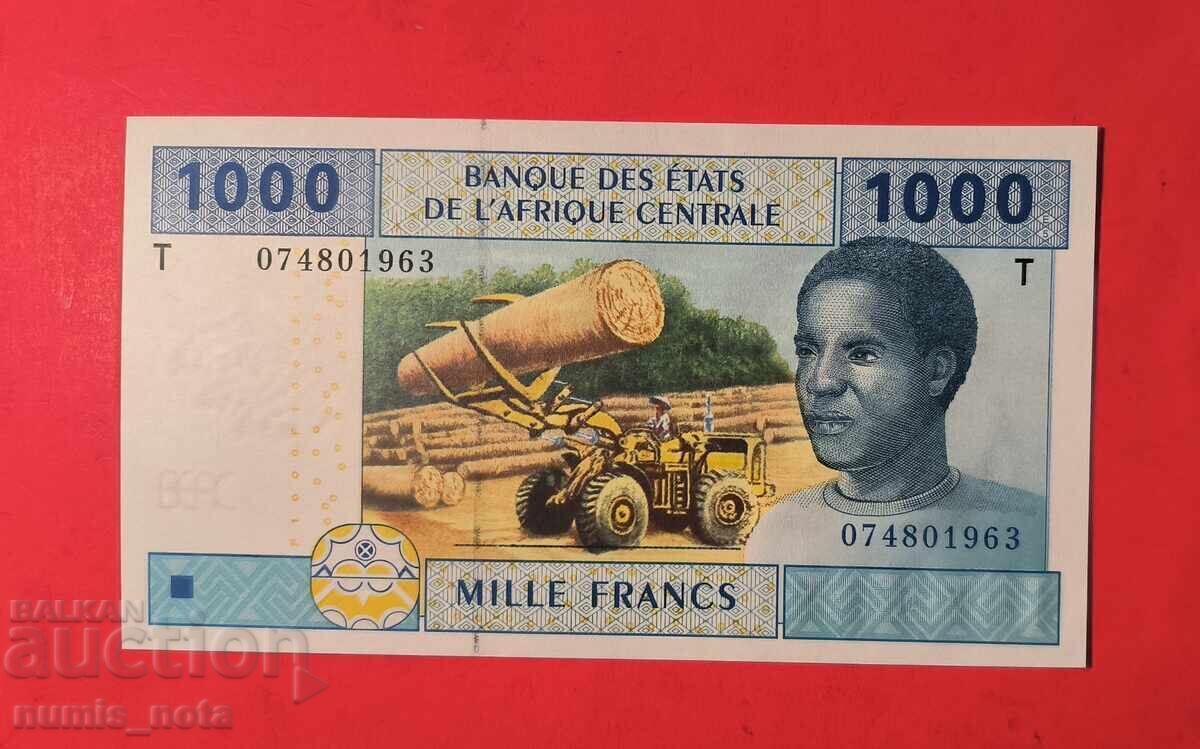 Централна Африка 1000 франка 2002 година Т Чад Централна Африка 1000 франка 2002 година Т Чад