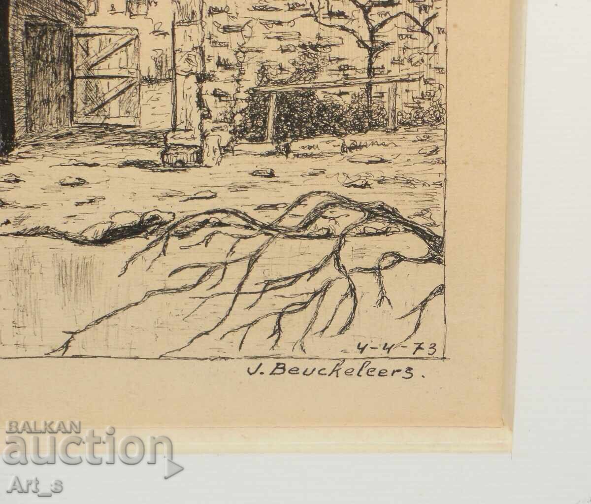 Dutch pencil graphic from 1973, framed - 5