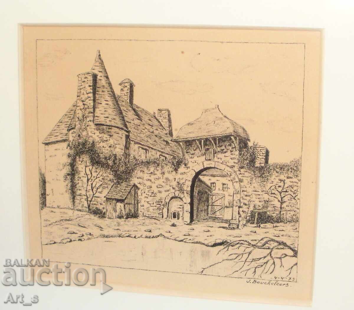 Dutch pencil graphic from 1973, framed - 6