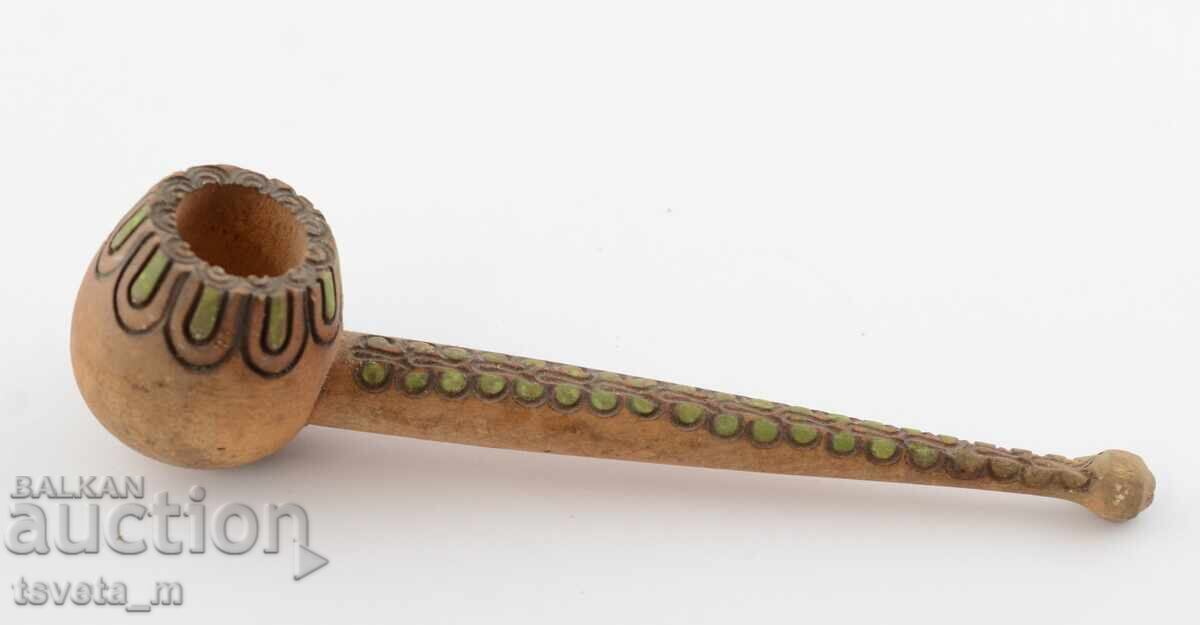 Auction Wooden pipe, hand pyrographied Auction Wooden pipe, hand pyrographied