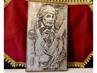 Cavaler Templier, panou argintat, tablou din alamă