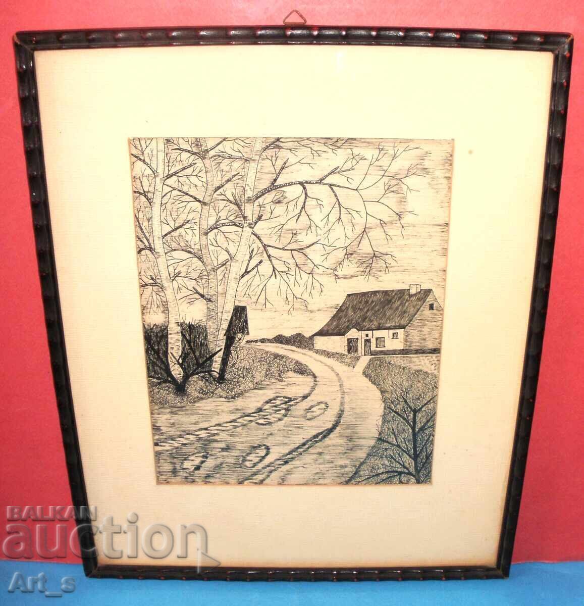 Delivery of Dutch graphic with a typical landscape, framed Delivery of Dutch graphic with a typical landscape, framed