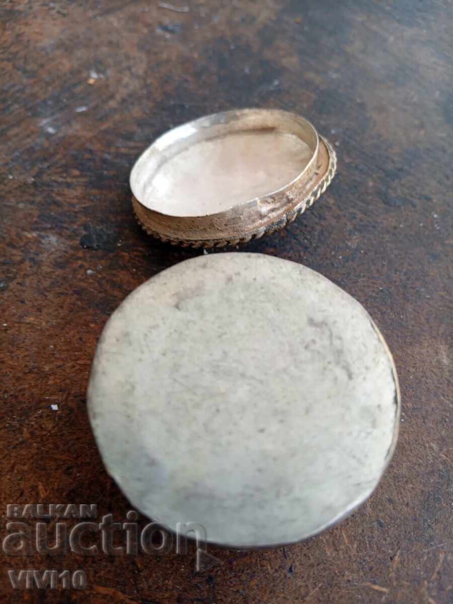 Auction Antique jewelry box, enamel, silver-plated Auction Antique jewelry box, enamel, silver-plated