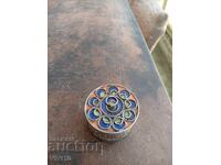 Cutie de bijuterii veche, email, argintată