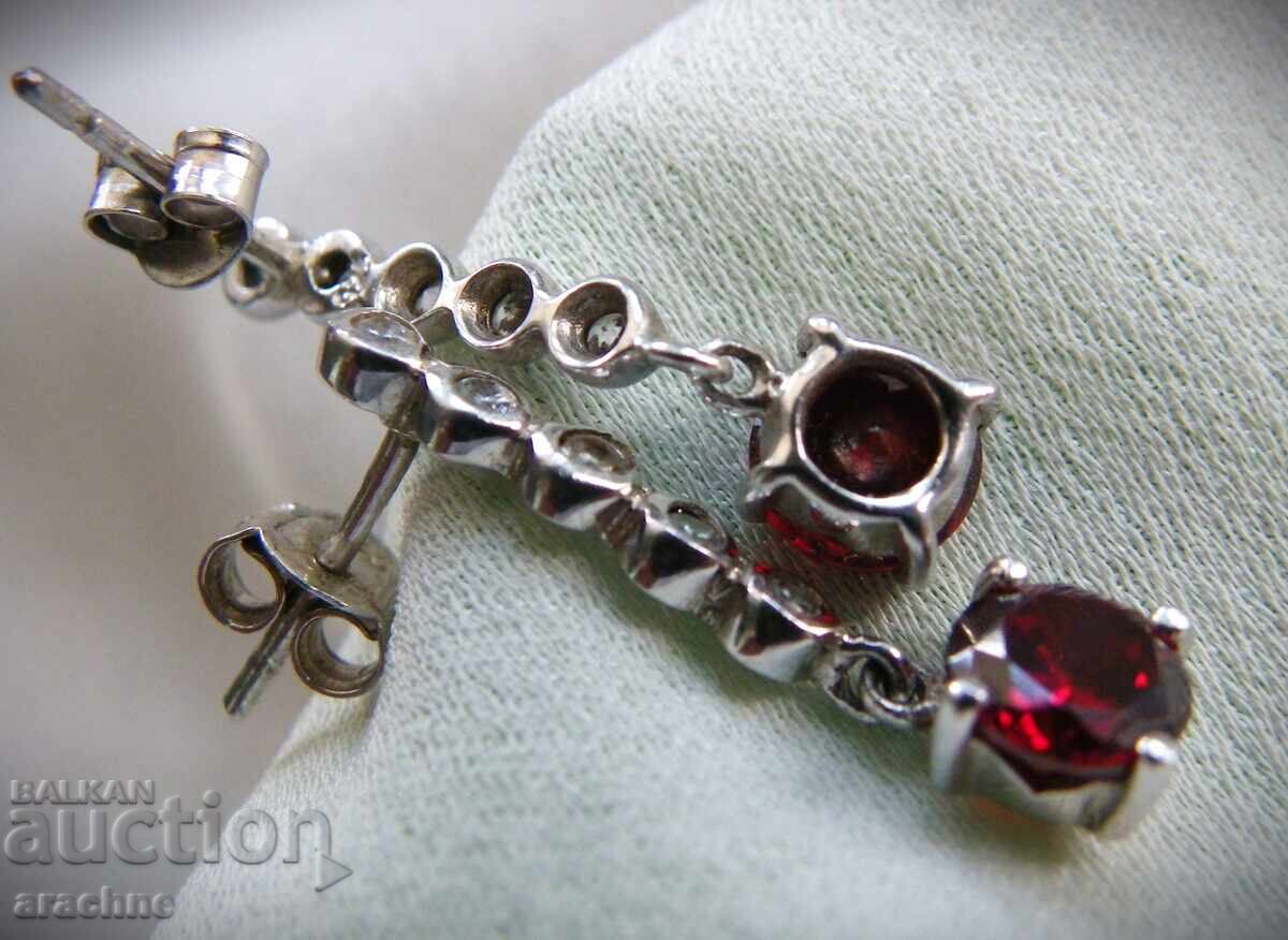 Cercei din argint rusesc cu rubelit și fianit - 5 Cercei din argint rusesc cu rubelit și fianit - 5