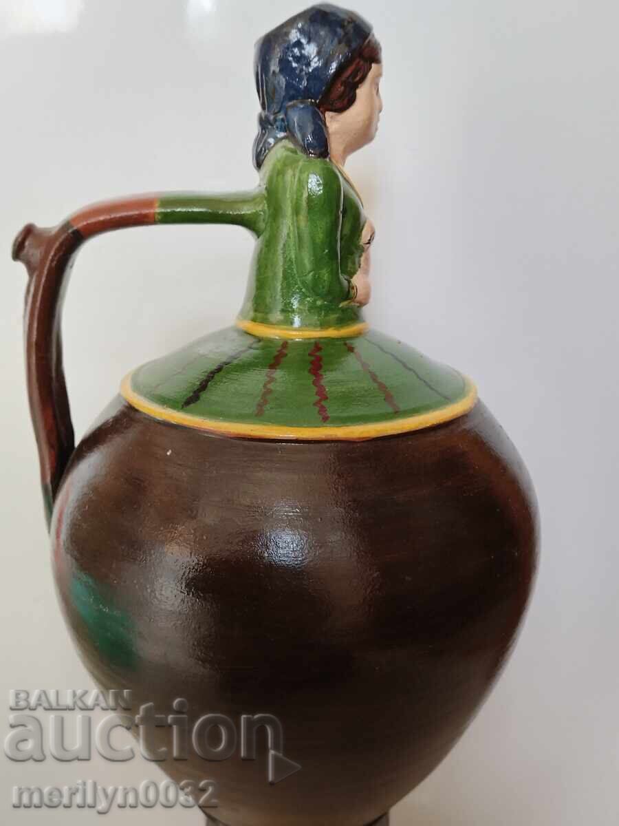 Auction Old pitcher girl, pottery, jar, krondir Auction Old pitcher girl, pottery, jar, krondir