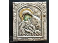 Pocket icon, silver-plated frame. 6/7 cm