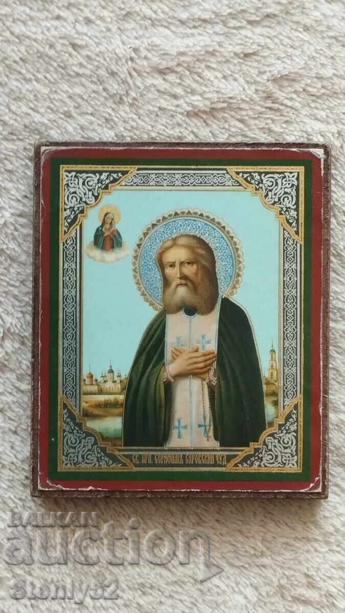 Иконка на преподобни Серафим Сваровски,литография.