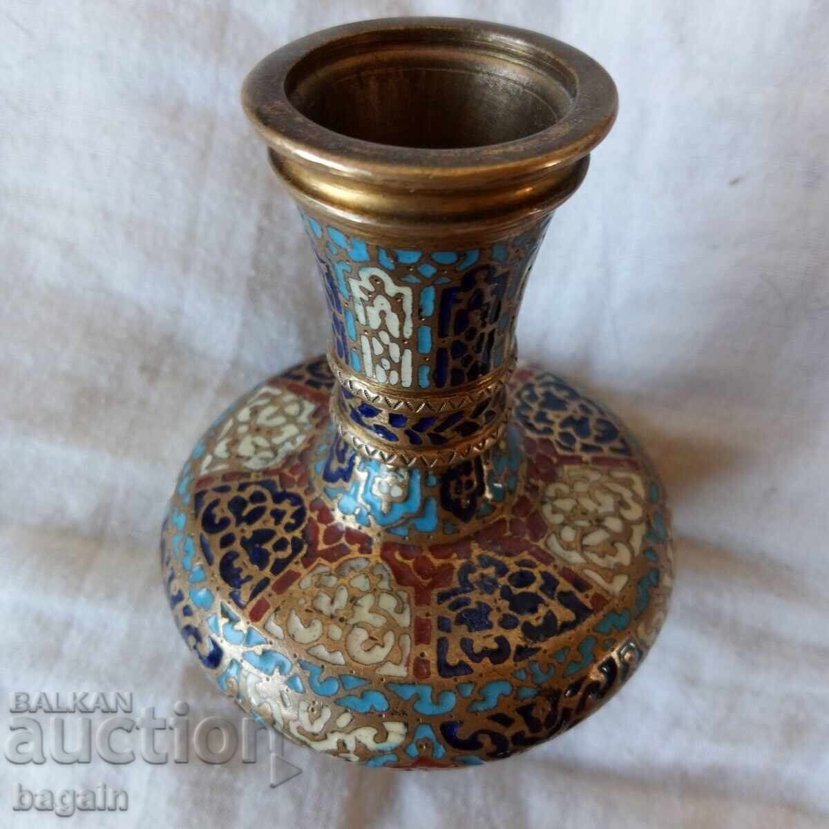 Limoges Vase. Bronze. Enamel - 5