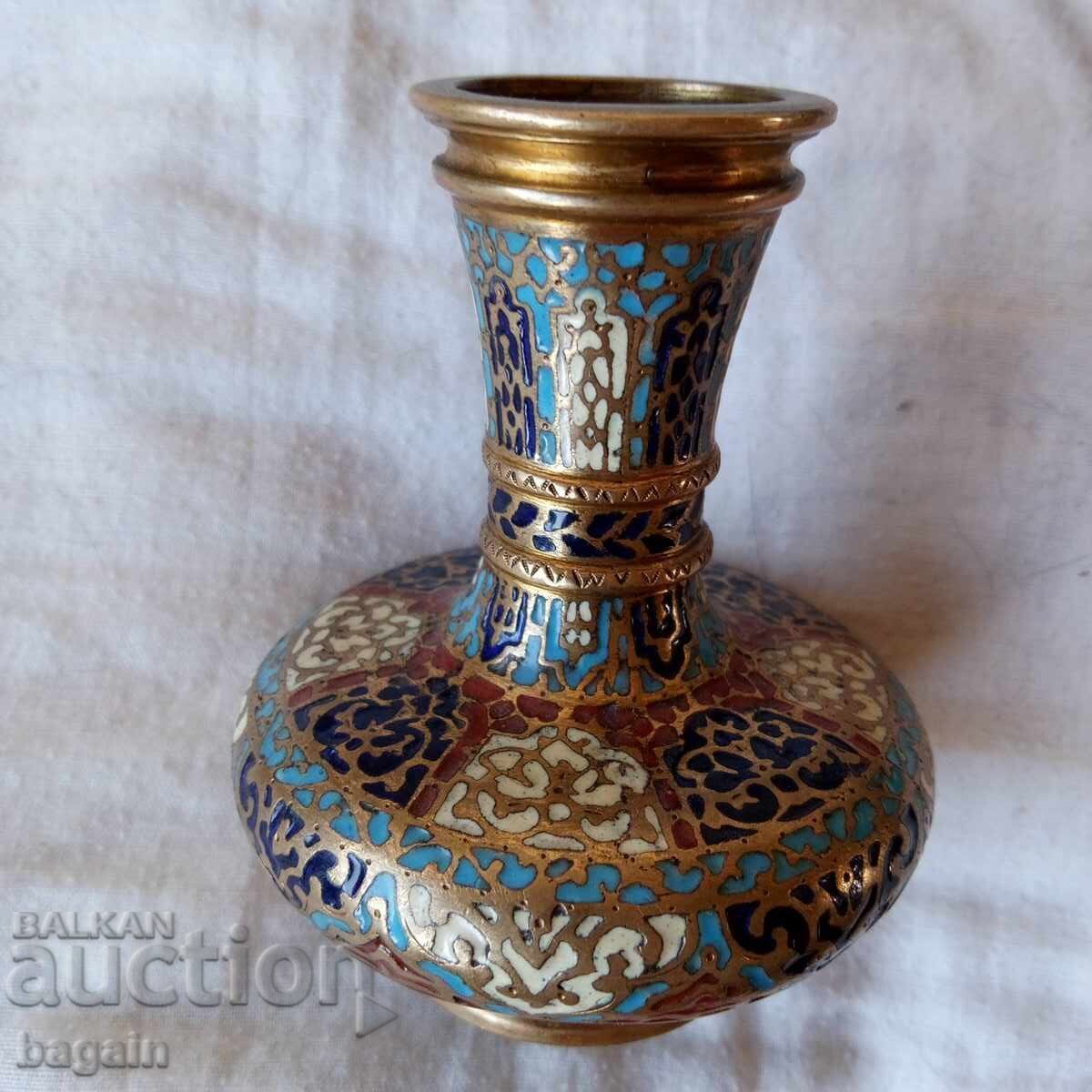 Limoges Vase. Bronze. Enamel