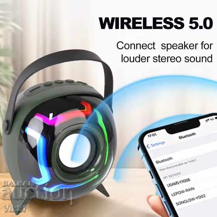 Auction  Mini speaker SING-E ZQS1221W with 1 wireless microphone + RGB LED