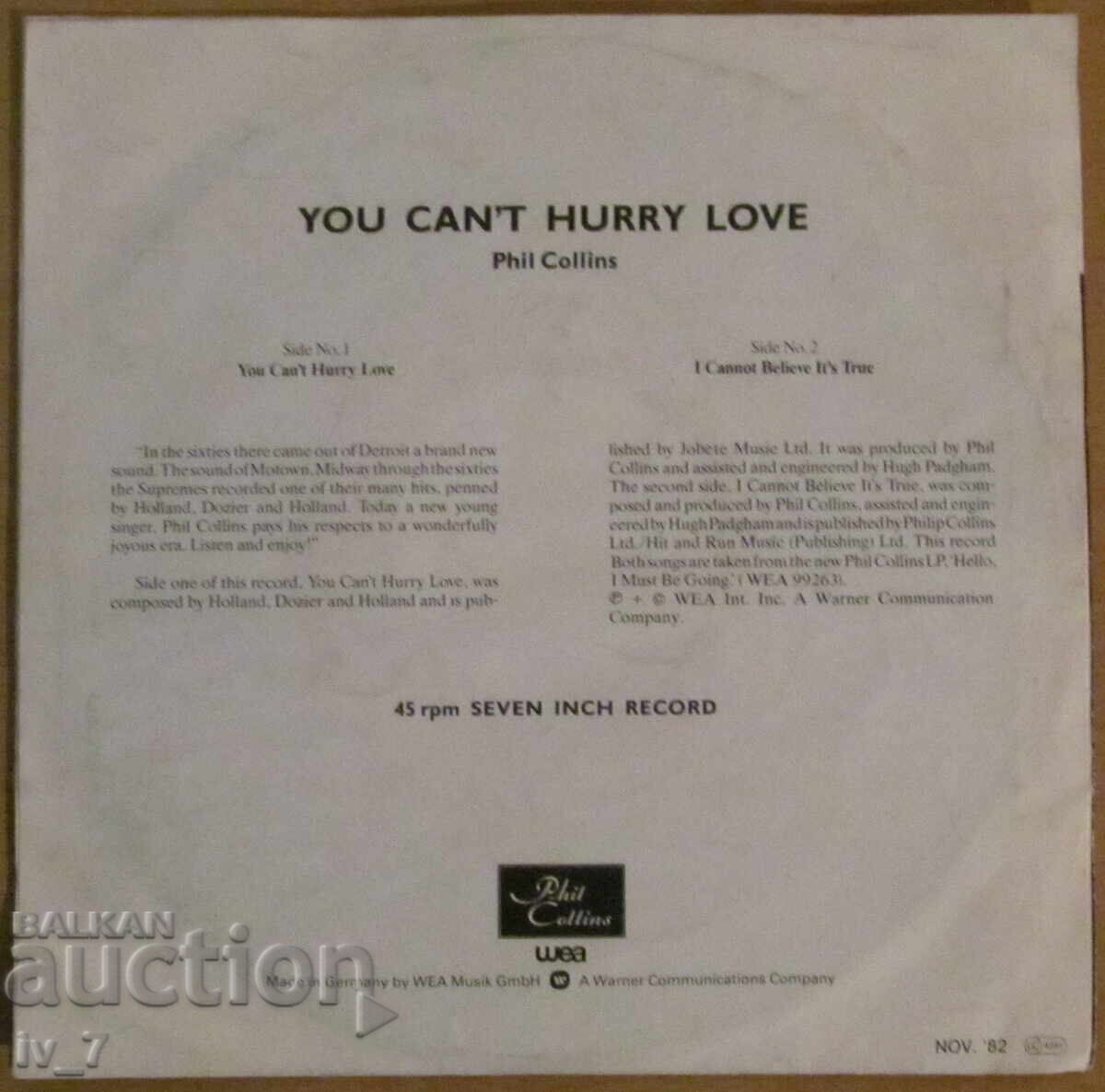 GRAMOPHONE RECORD - Phil Collins, small format with price 11.99 BGN | € 6.13 GRAMOPHONE RECORD - Phil Collins, small format with price 11.99 BGN | € 6.13