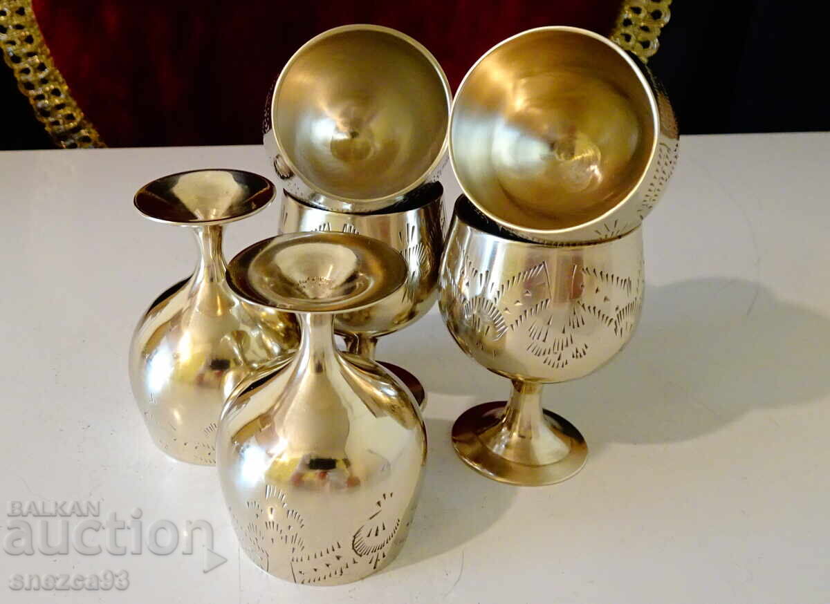 English bronze brandy glasses, 6 pieces - 5 English bronze brandy glasses, 6 pieces - 5