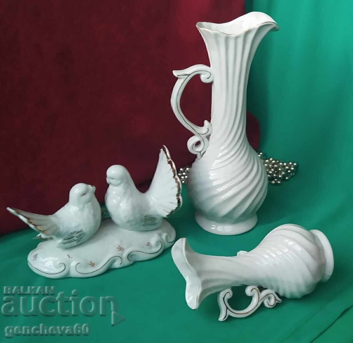 LOT DE PORȚELAN Două porumbei și vaze frumoase - 6 LOT DE PORȚELAN Două porumbei și vaze frumoase - 6