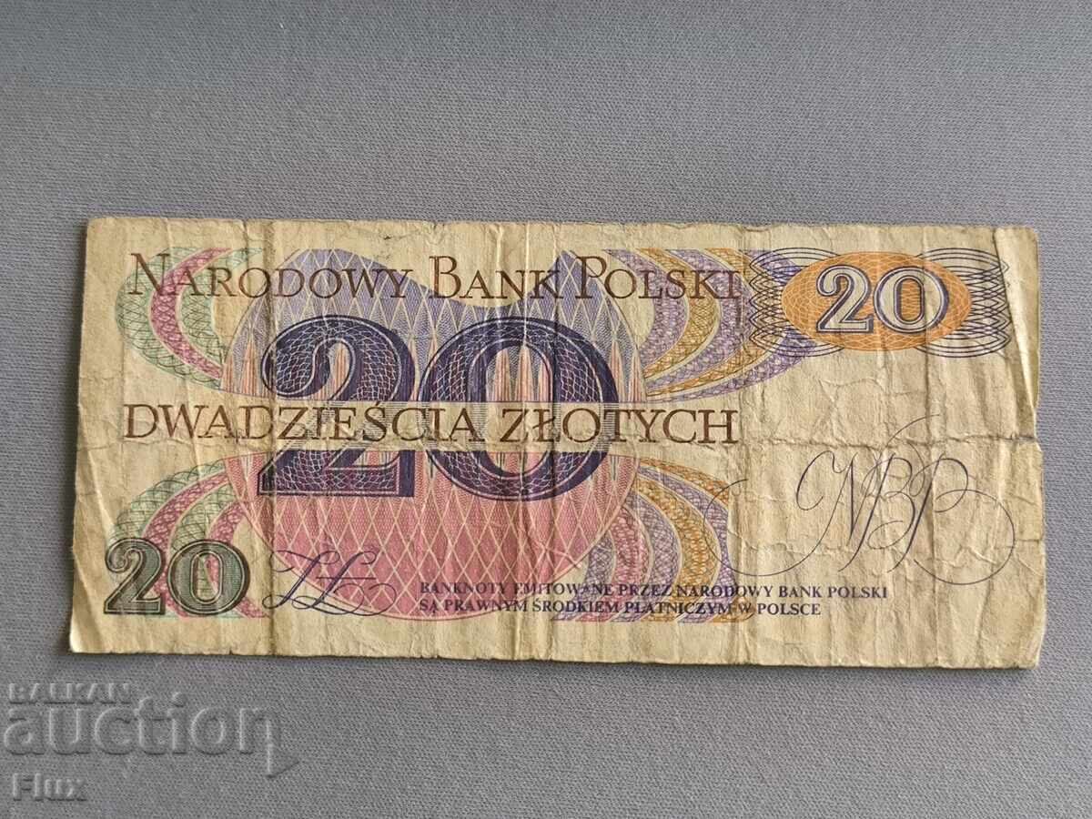 Bancnotă - Polonia - 20 zloți | 1982 cu preț 3.00 BGN | € 1.53 Bancnotă - Polonia - 20 zloți | 1982 cu preț 3.00 BGN | € 1.53